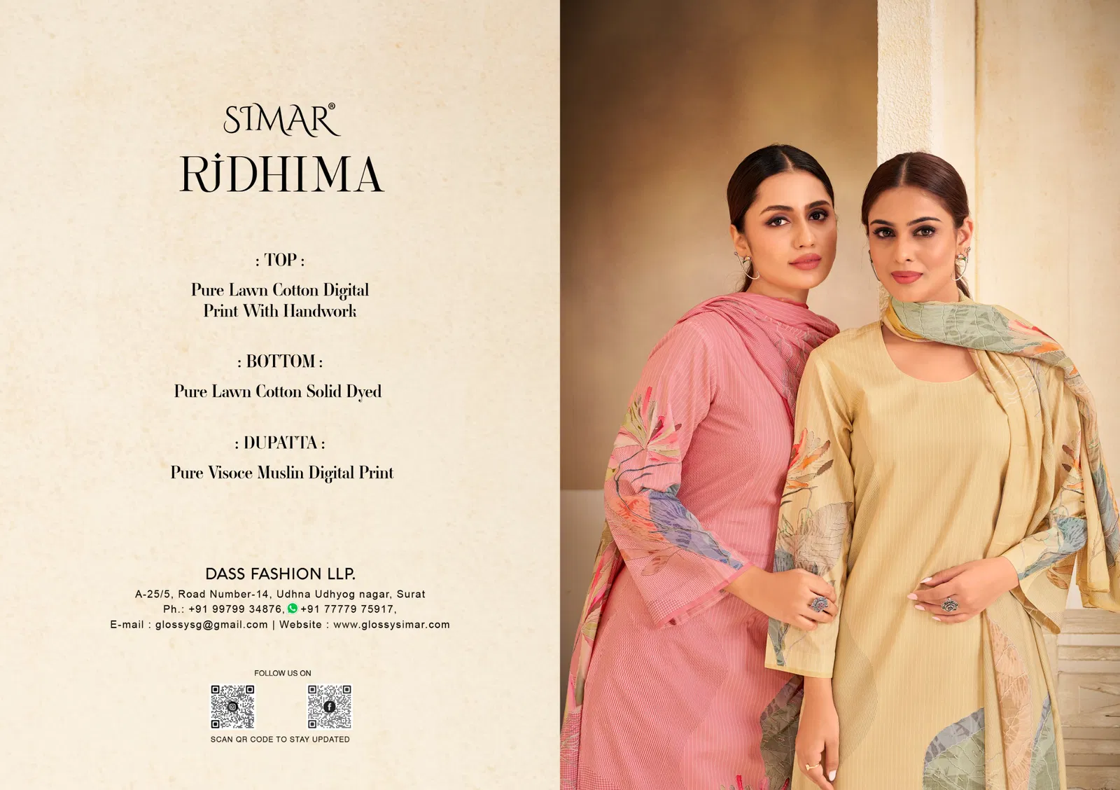 Ridhima By Glossy Lawn Cotton Printed Dress Material Wholesale In India